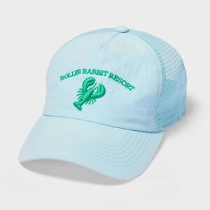 Roller Rabbit X Target Pale Blue  Trucker Cap with Green Embroidered Lobster
